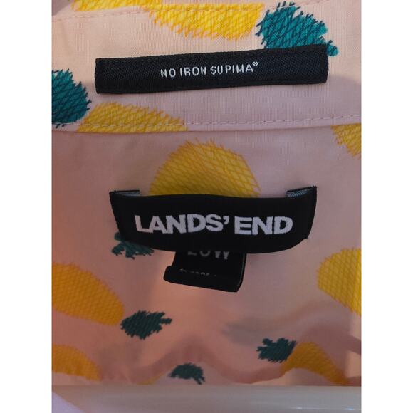 Lands End Button Front Pineapple Print Sleeveless Top 20 Womens Plus Size Pink - Picture 3 of 7